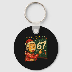 Funny 67 Christmas Sweater Design With Snowflakes Key Ring