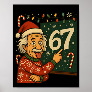 Funny 67 Christmas Sweater Design With Snowflakes Poster
