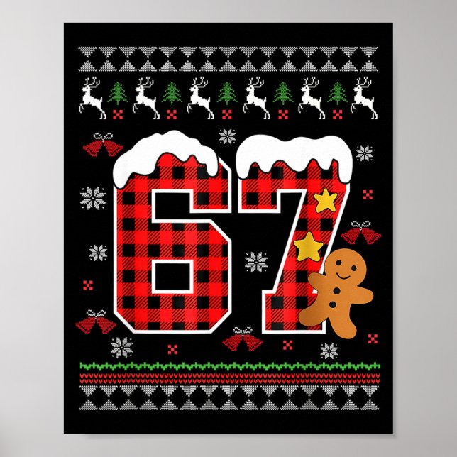 Funny 67 Christmas Ugly Pajamas Six Seven Meme Bra Poster (Front)