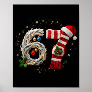 Funny 67 Christmas Xmas Six Seven F 6 7 Santa Hat Poster