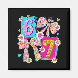 Funny 67 Coquette Bow Design For Girly Aesthetic L Magnet