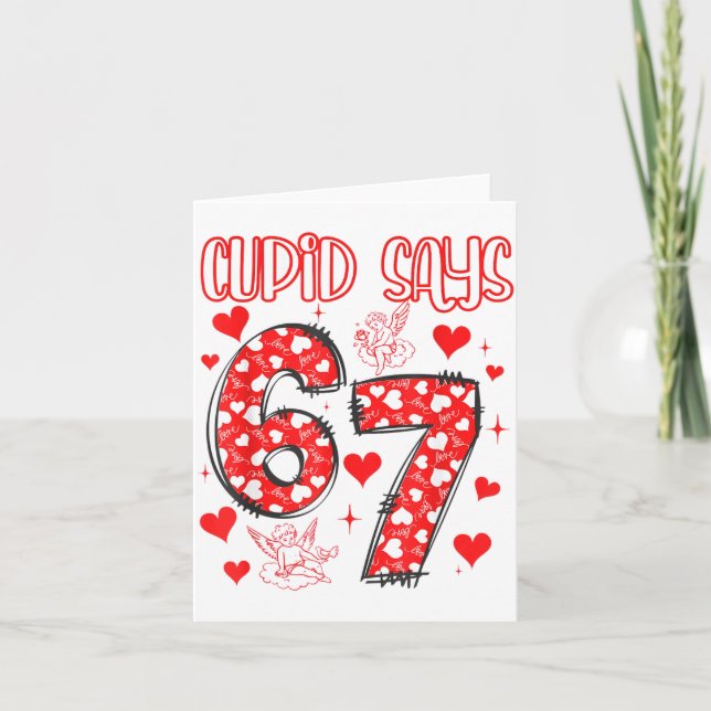 Funny 67 Cud Says 67 Valentine Couple Matching Six Card (Front)