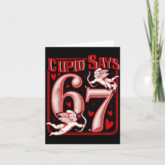 Funny 67 Cud Says 67 Valentine Couple Matching Six Card (Front)