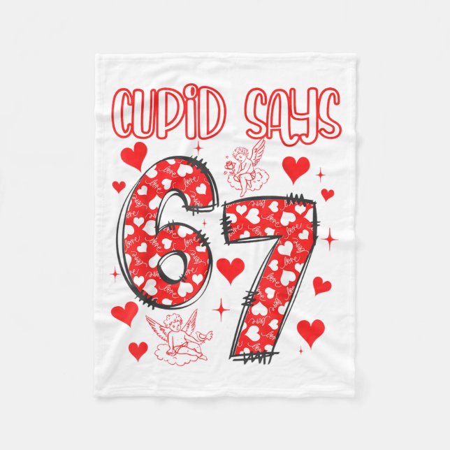 Funny 67 Cud Says 67 Valentine Couple Matching Six Fleece Blanket (Front)