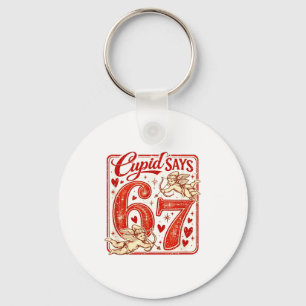 Funny 67 Cupid Says 67 Valentine Couple Matching S Key Ring