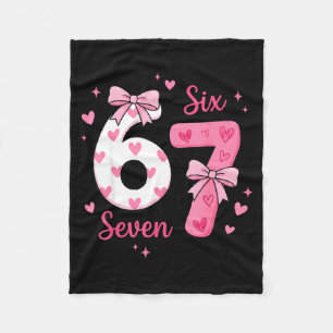 Funny 67 Cute Six Seven Meme Nk Hearts Bow Valenti Fleece Blanket