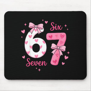 Funny 67 Cute Six Seven Meme Nk Hearts Bow Valenti Mouse Pad