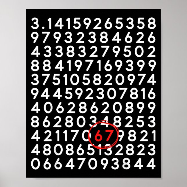 Funny 67 day 3.14 number six seven meme math poster (Front)
