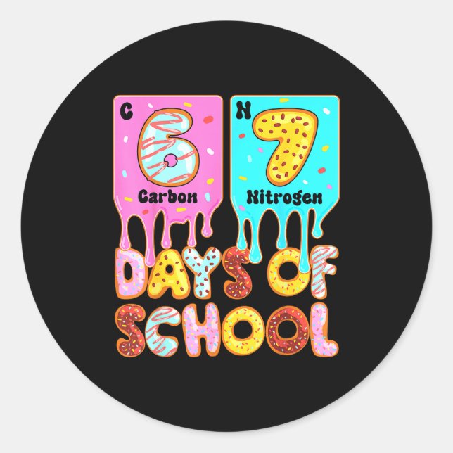 Funny 67 Days Of School Meme Periodic Table Drip G Classic Round Sticker (Front)