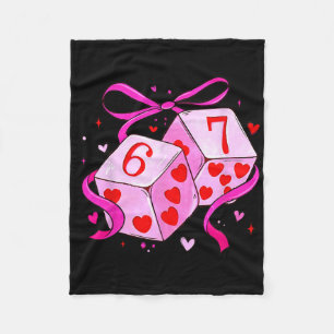 Funny 67 Dice Heart Six Seven Meme Slang Couples V Fleece Blanket