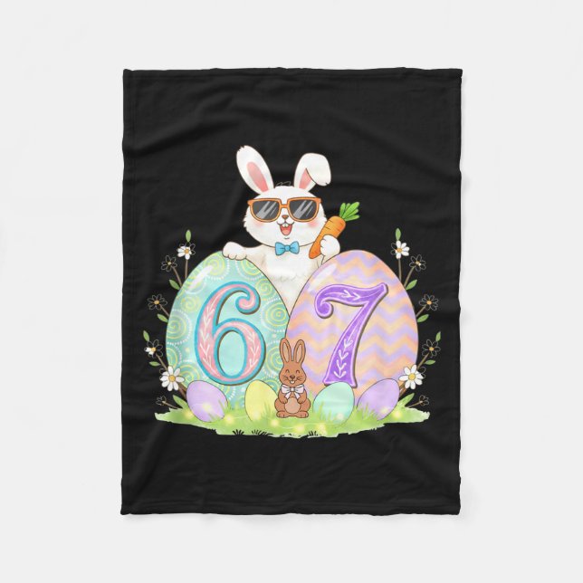 Funny 67 easter meme funny six seven easter egg fleece blanket (Front)