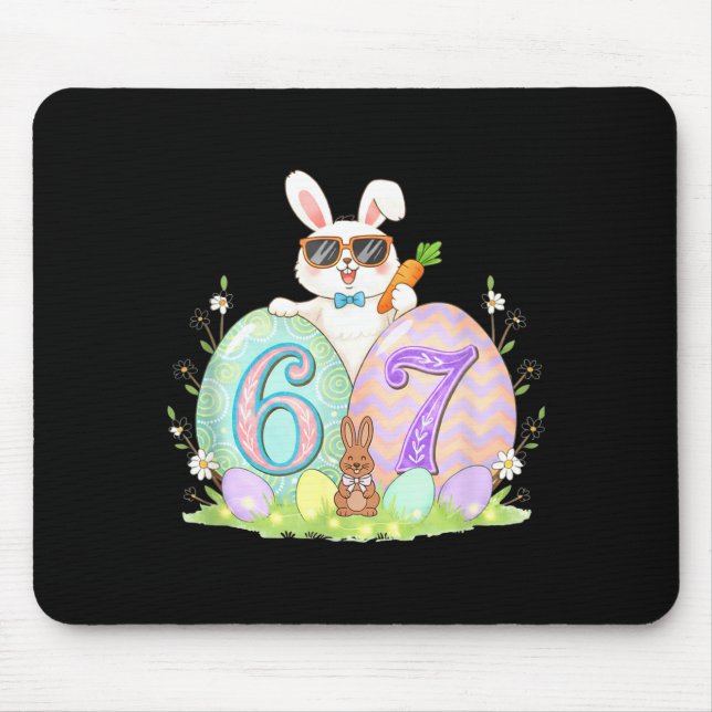 Funny 67 easter meme funny six seven easter egg mouse pad (Front)