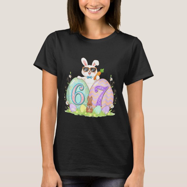 Funny 67 easter meme funny six seven easter egg T-Shirt (Front)