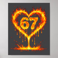 Funny 67 Flames Heart Love Six Seven Meme Celebrat