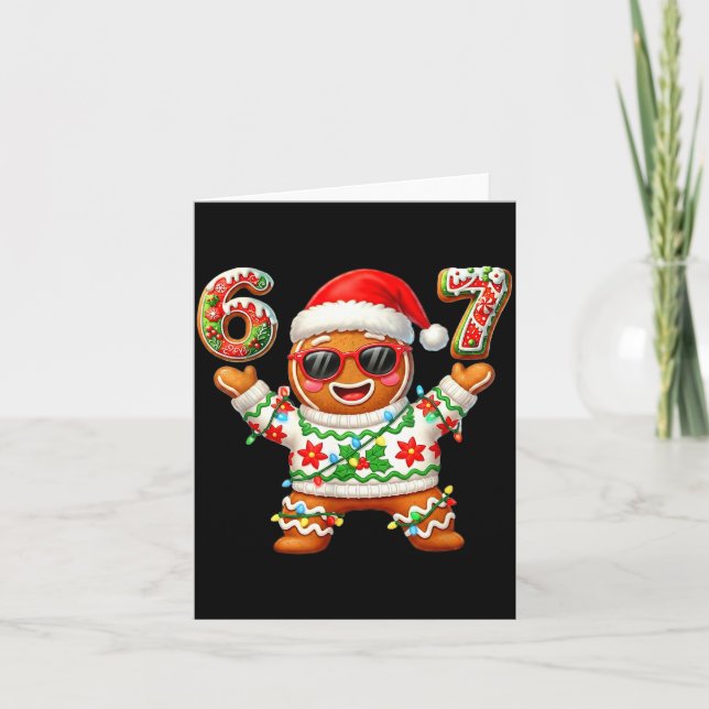 Funny 67 Gingerbread Six Seven Ice Cream Drip Chri Card (Front)