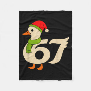 Funny 67 Goose Christmas 6 7 Meme Duck Santa Hat F Fleece Blanket
