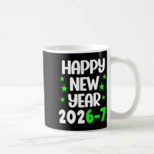 Funny 67 Happy New Year 2026 White Green Lettering Coffee Mug