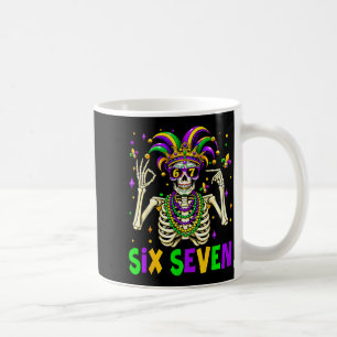 Funny 67 Mardi Gras Skeleton 6 7 Meme Mask Beads S Coffee Mug