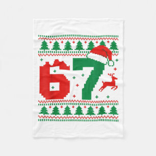 Funny 67 Meme 6 7 Ugly Sweater Christmas Kids Men Fleece Blanket