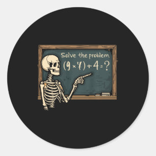 Funny 67 Meme Brainrot Joke Halloween Skeleton Mat Classic Round Sticker