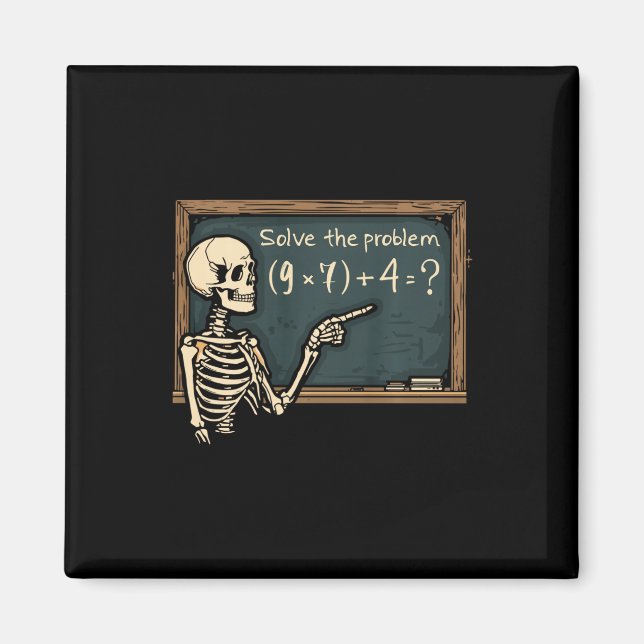 Funny 67 Meme Brainrot Joke Halloween Skeleton Mat Magnet (Front)
