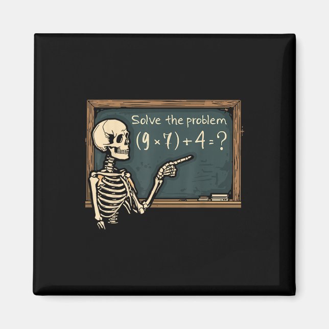 Funny 67 Meme Brainrot Joke Halloween Skeleton Mat Magnet (Front)