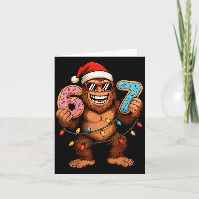 Funny 67 Meme Christmas Bigfoot For Kids Teens  Card (Front)