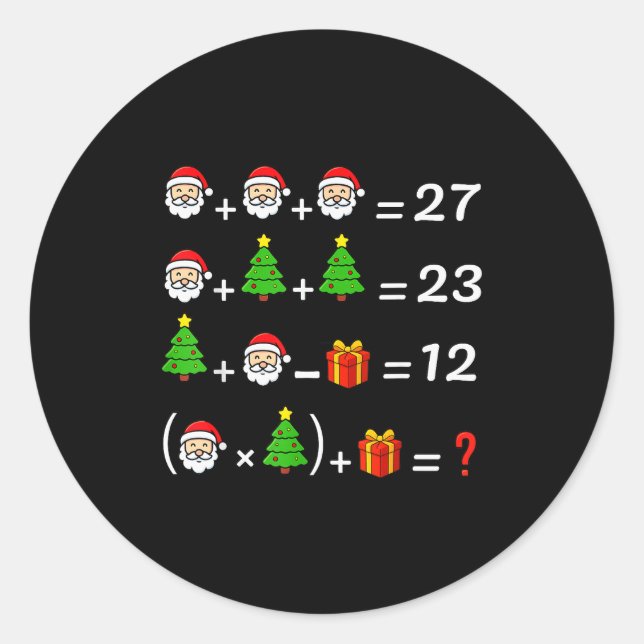 Funny 67 Meme Christmas Math Teacher Santa Six Sev Classic Round Sticker (Front)