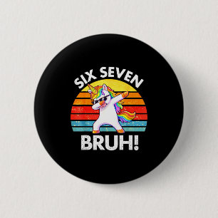 Funny 67 Meme Dabbing Unicorn Six Seven 6 7 Kids  Cm Round Badge