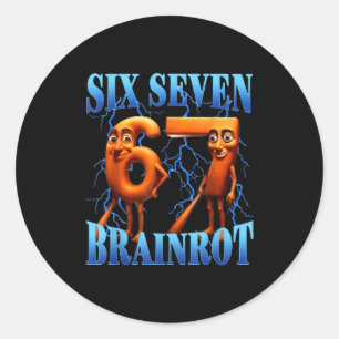 Funny 67 Meme Italian Brainrot Tung Tung Sahur Six Classic Round Sticker