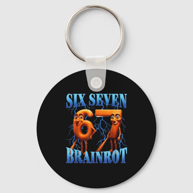 Funny 67 Meme Italian Brainrot Tung Tung Sahur Six Key Ring (Front)