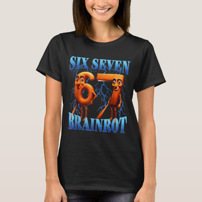 Funny 67 Meme Italian Brainrot Tung Tung Sahur Six T-Shirt (Front)