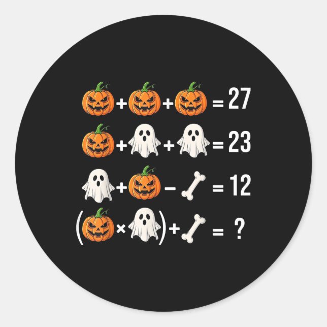 Funny 67 Meme Pumpkin Ghost Math Teacher Costume  Classic Round Sticker (Front)