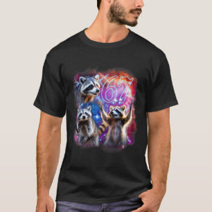 Funny 67 Meme Racoon Howling At The Moon Six Seven T-Shirt