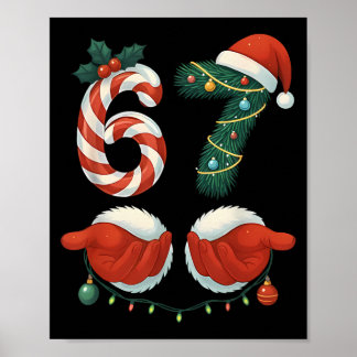Funny 67 Meme Santa Hand Christmas Pajamas Men Wom Poster
