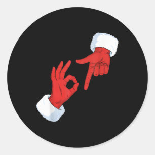 Funny 67 Meme Santa Hands Gesture Six Seven Slang  Classic Round Sticker
