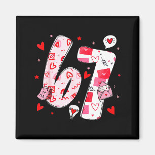 Funny 67 Meme Six Seven 6 7 Valentine Hearts  Magnet