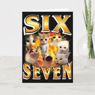 Funny 67 Meme Six Seven Cat Meme Funny Bootleg Gra Card
