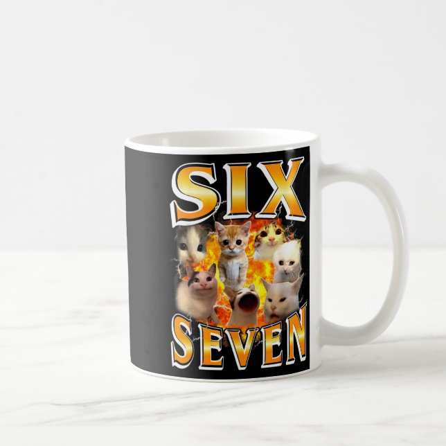 Funny 67 Meme Six Seven Cat Meme Funny Bootleg Gra Coffee Mug (Right)