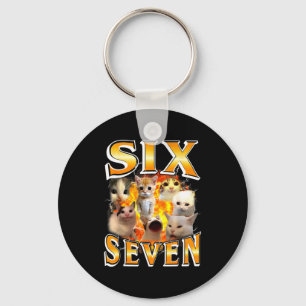 Funny 67 Meme Six Seven Cat Meme Funny Bootleg Gra Key Ring