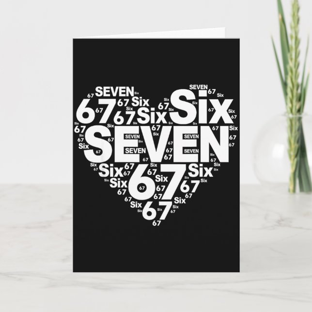 Funny 67 Meme Six Seven Heart Matching Couples Val Card (Front)