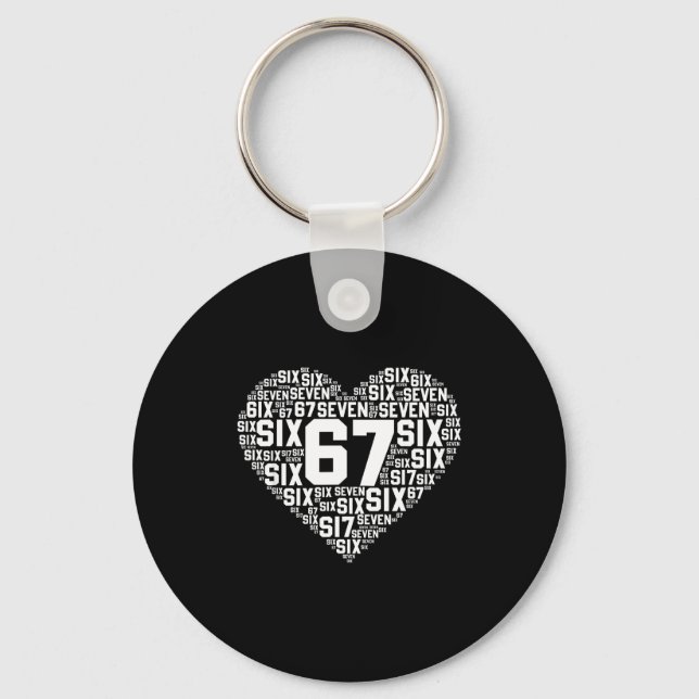 Funny 67 Meme Six Seven Heart Matching Couples Val Key Ring (Front)