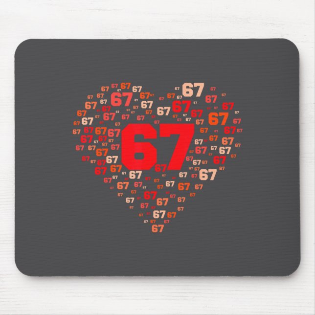 Funny 67 Meme Six Seven Heart Matching Couples Val Mouse Pad (Front)