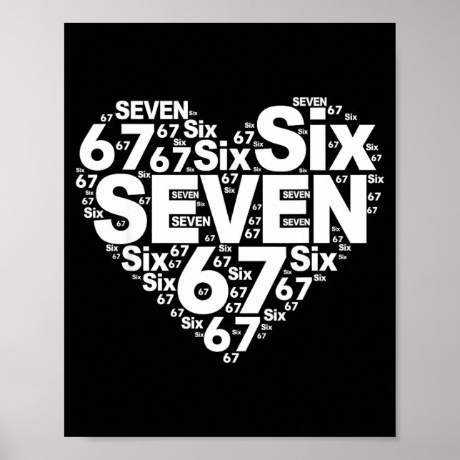 Funny 67 Meme Six Seven Heart Matching Couples Val Poster (Front)