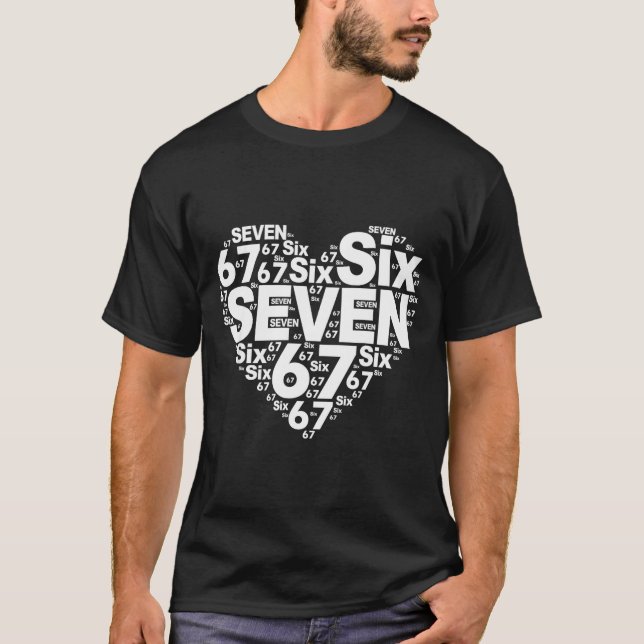 Funny 67 Meme Six Seven Heart Matching Couples Val T-Shirt (Front)