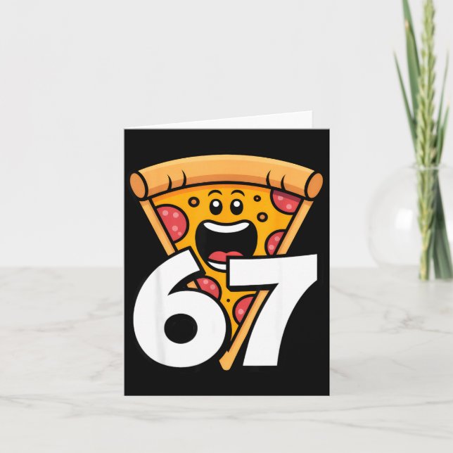 Funny 67 Meme Six Seven Humour Food Zza  Card (Front)