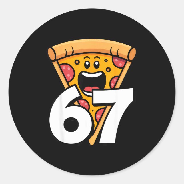 Funny 67 Meme Six Seven Humour Food Zza  Classic Round Sticker (Front)