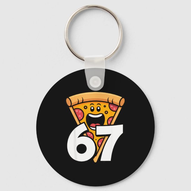 Funny 67 Meme Six Seven Humour Food Zza  Key Ring (Front)