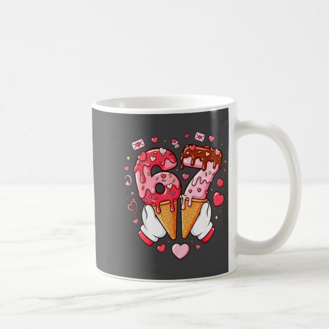 Funny 67 Meme Six Seven Ice Cream Matching Couples Coffee Mug (Right)