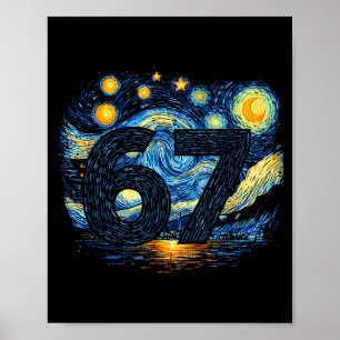 Funny 67 Meme Six Seven Starry Art Night  Poster